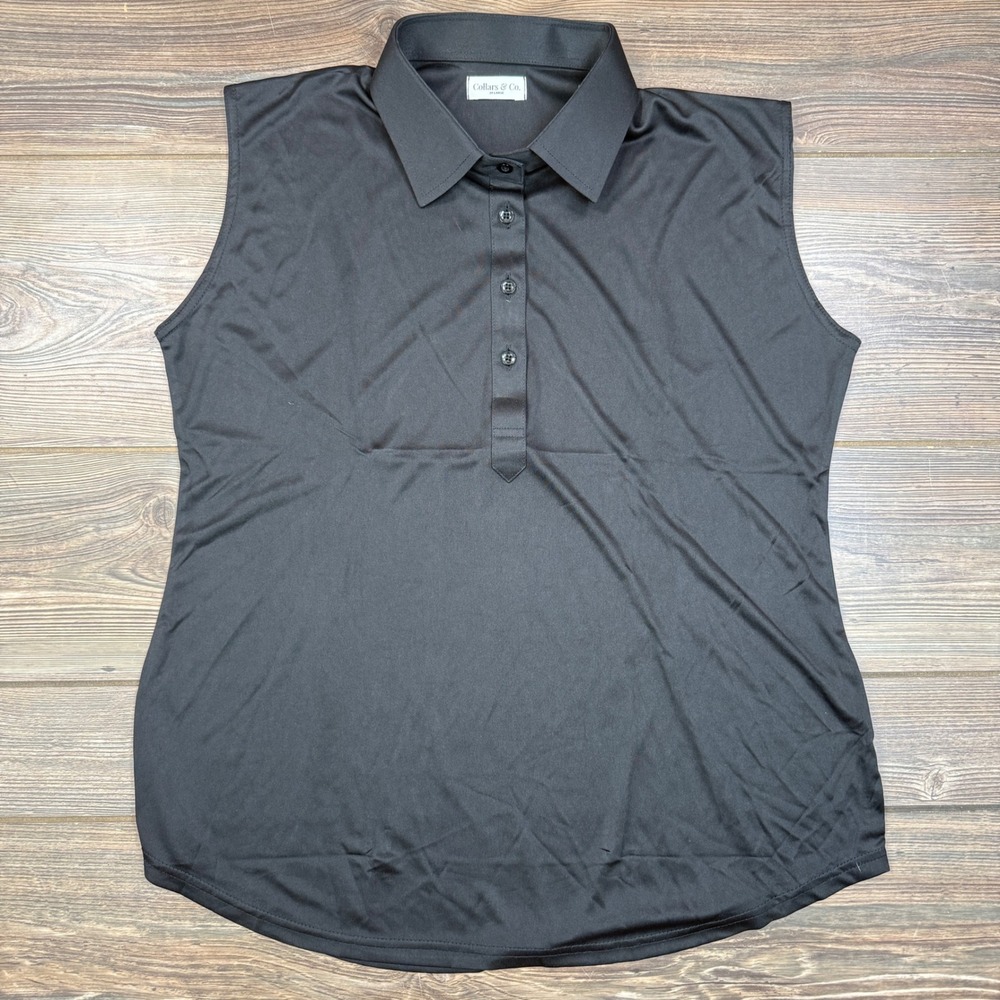 Collars & Co Women Size 2XL Sleeveless Polo Shirt Black Performance Golf Top